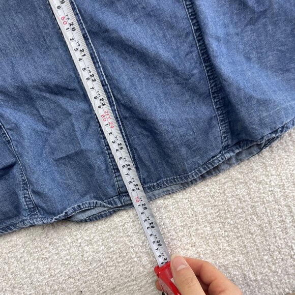 Blue Crush Lumberjack Camp Denim Snap Button Up Shirt Wom Sz XL Western Cowboy - Picture 6 of 11